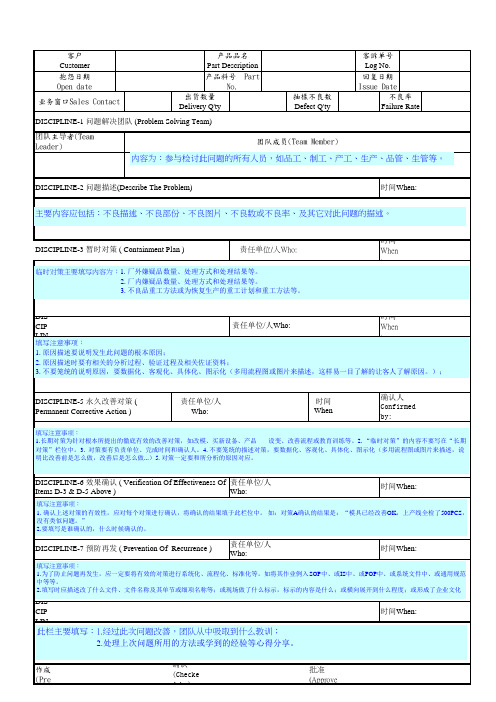 8D报告格式说明