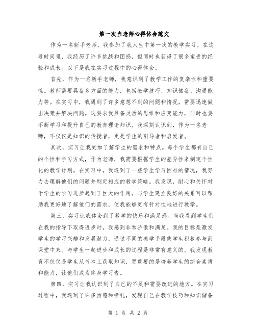 第一次当老师心得体会范文