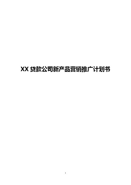 【完整】XX贷款公司新产品市场营销推广商业计划书