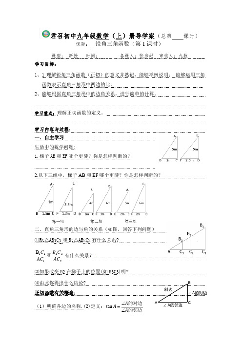 锐角三角函数(第1课时)导学案