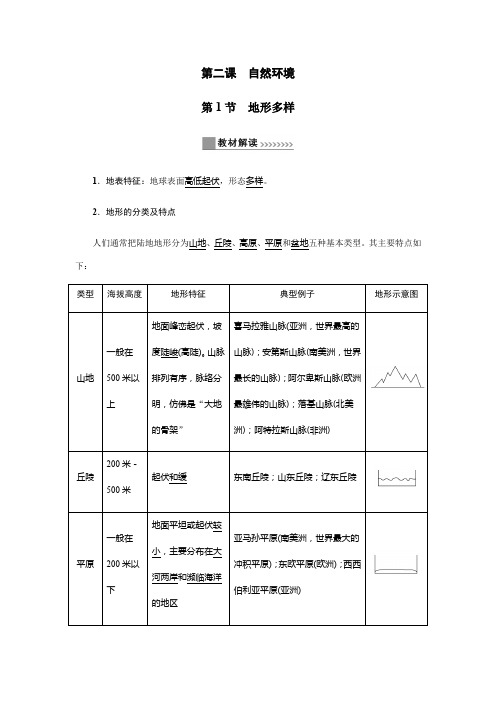 2019秋人教版历史与社会七年级上册讲义：第二单元第二课自然环境