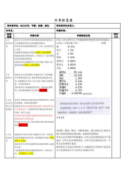 公司内审检查表