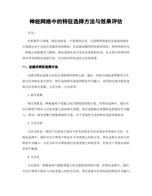 神经网络中的特征选择方法与效果评估