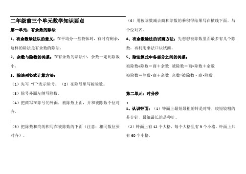 苏教版二年级下数学知识点总结