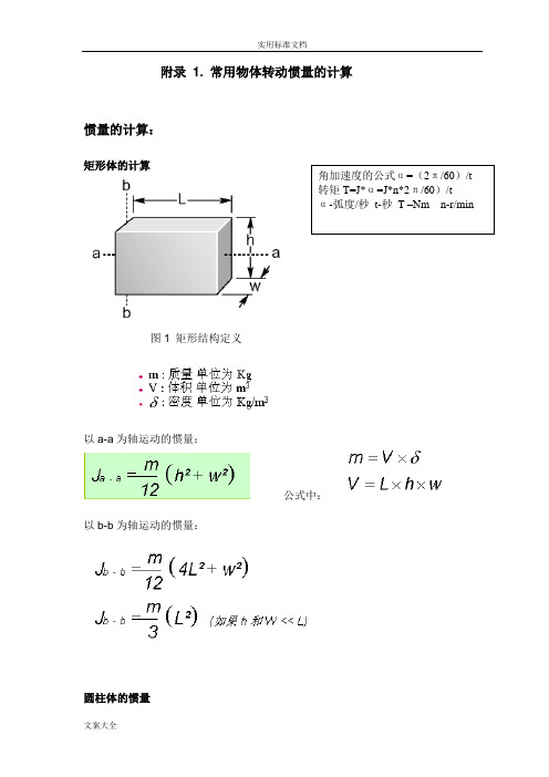 常用物体地转动惯量与扭矩地计算