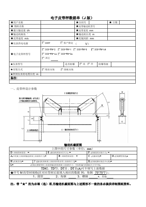 电子皮带秤数据单J版