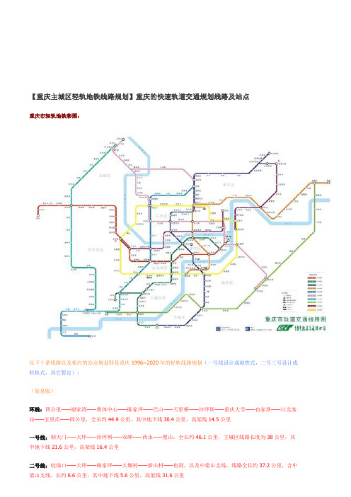 重庆轻轨规划线路图及站点