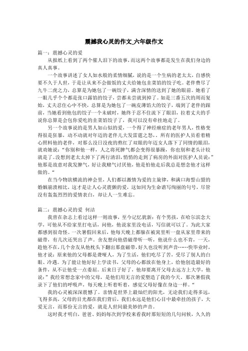 震撼我心灵的作文_六年级作文