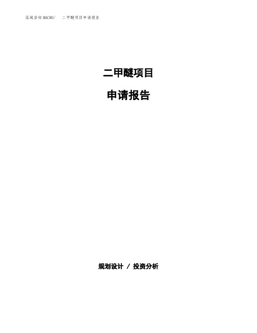 二甲醚项目申请报告参考模板(word下载可编辑)