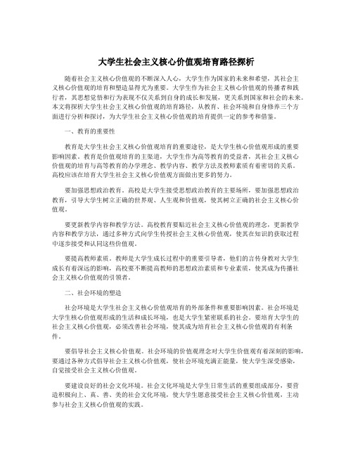 大学生社会主义核心价值观培育路径探析