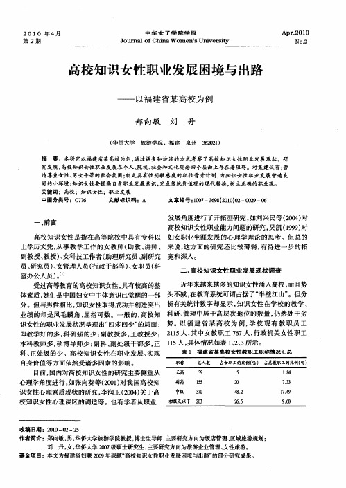 高校知识女性职业发展困境与出路——以福建省某高校为例