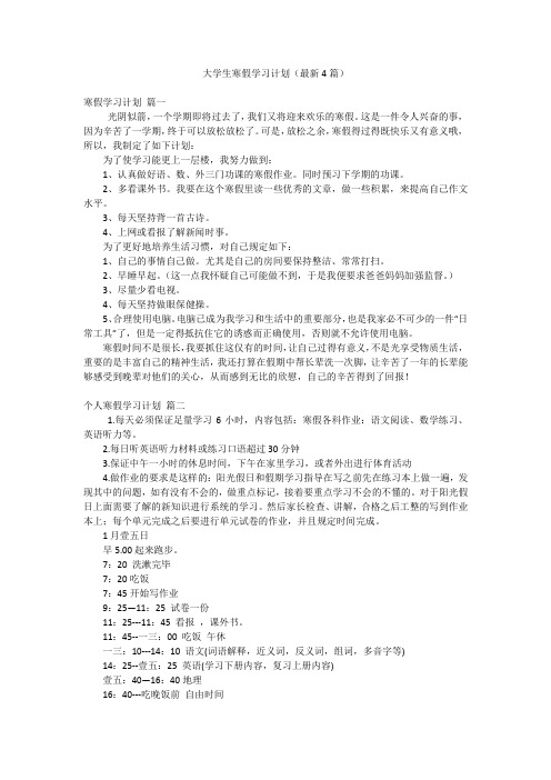 大学生寒假学习计划(最新4篇)