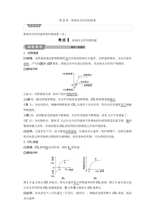 高中生物一轮复习讲义：第3单元 4 第11讲影响光合作用的因素 Word版含答案