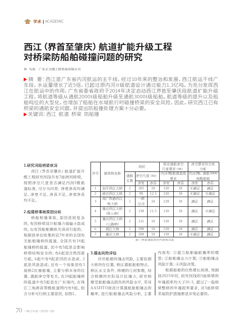 西江(界首至肇庆)航道扩能升级工程对桥梁防船舶碰撞问题的研究