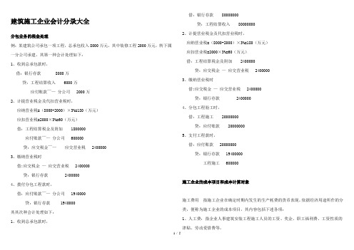 建筑施工企业会计分录大全