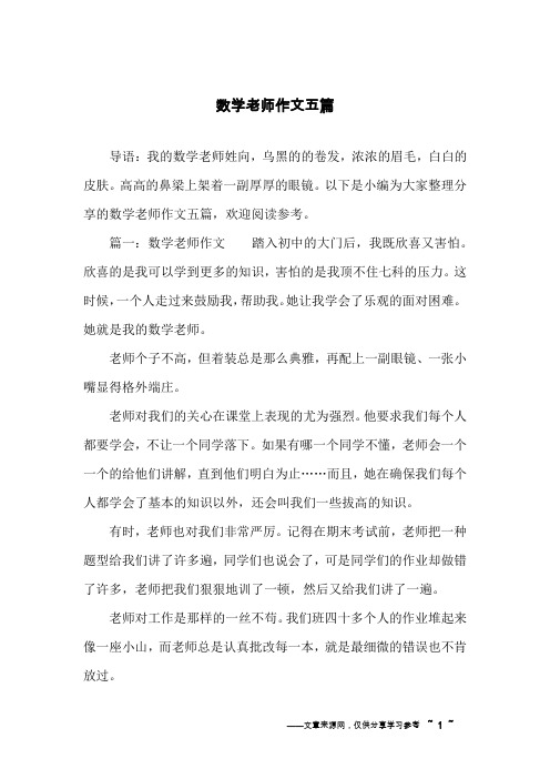 数学老师作文五篇