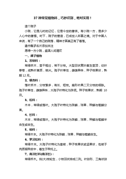 37种常见植物科，巧妙识别，绝对实用！