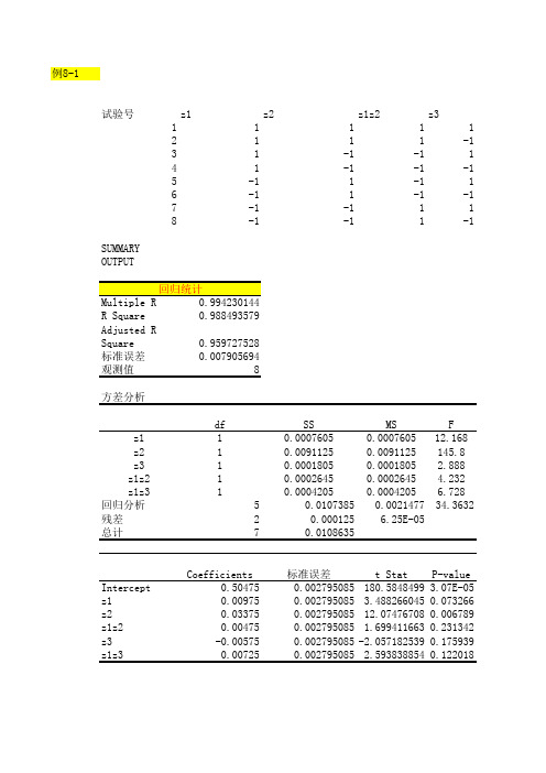 实验设计与数据处理第八章例题及课后习题答案doc资料