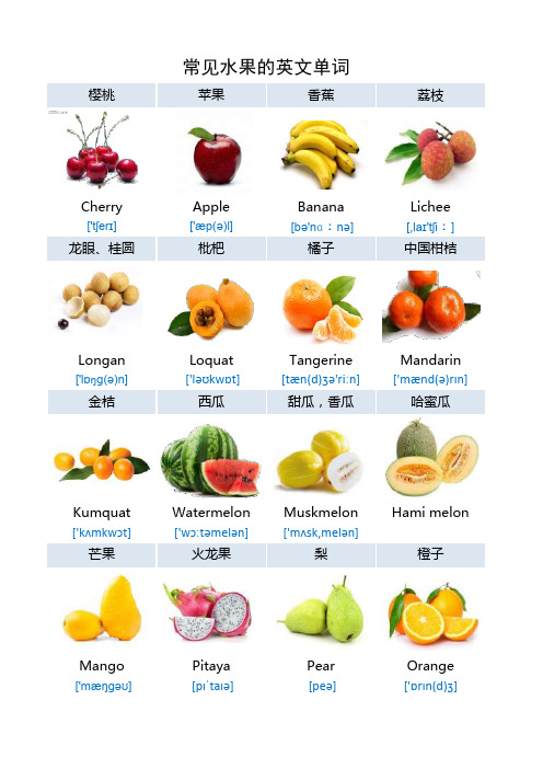 常见水果的英文单词(图文)