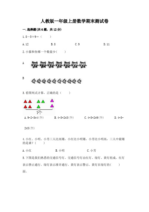 人教版一年级上册数学期末测试卷(易错题)