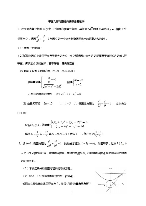 解析几何综合题选讲 - 答案