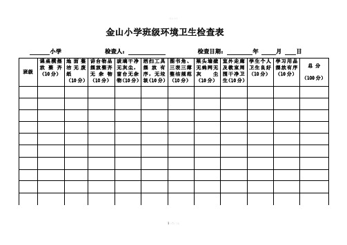 金山小学班级环境卫生检查表