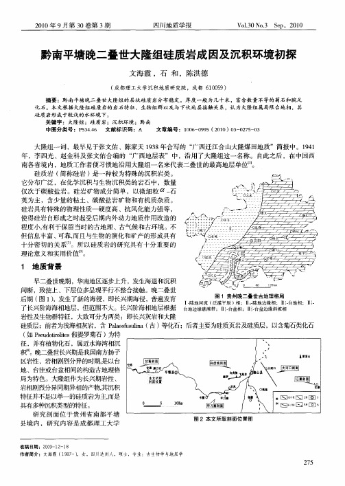 黔南平塘晚二叠世大隆组硅质岩成因及沉积环境初探