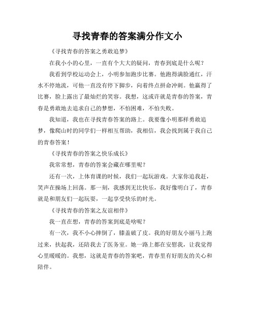 寻找青春的答案满分作文小标题