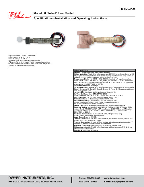 L6 Flotect 浮动开关规格说明书