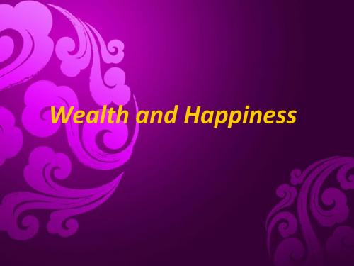 Wealth and Happiness