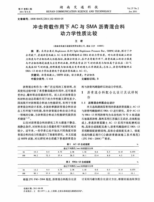 冲击荷载作用下AC与SMA沥青混合料动力学性质比较