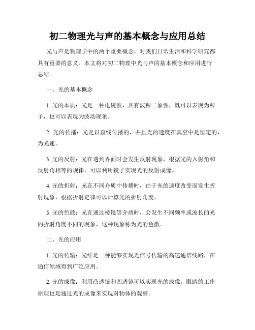 初二物理光与声的基本概念与应用总结