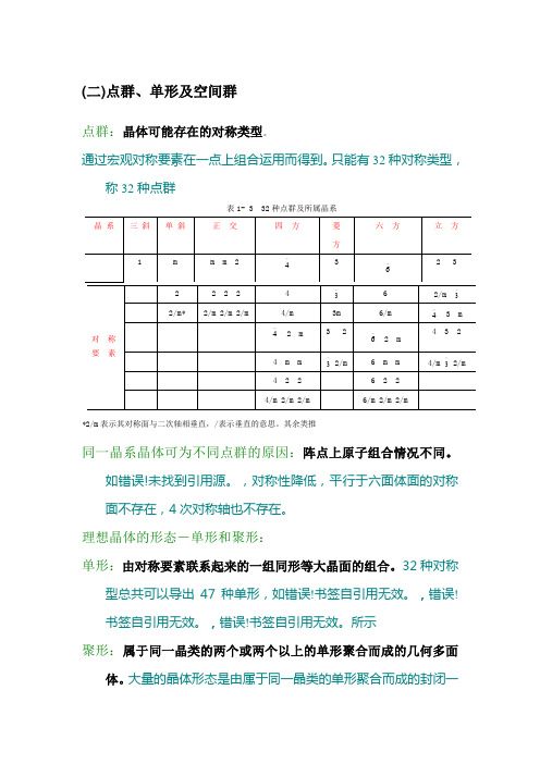 晶体结构空间群点群