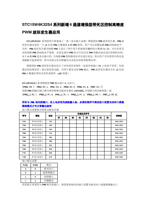 STC15W4K60S4系列增强型PWM波形发生器应用