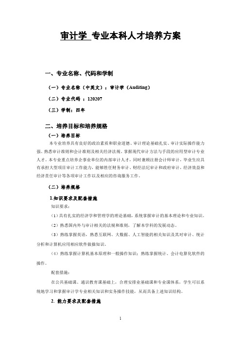 审计学专业本科人才培养方案