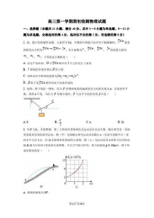 高三第一学期期初检测物理试题