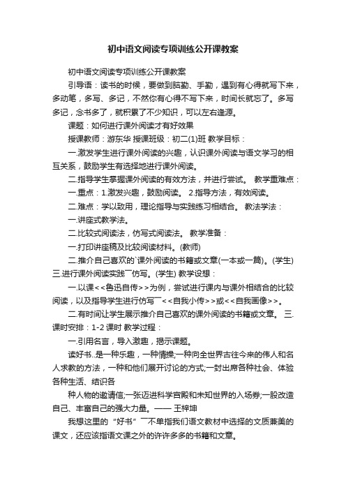 初中语文阅读专项训练公开课教案