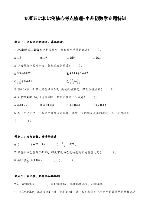 专项五比和比例核心考点梳理-小升初数学专题特训 (含答案)