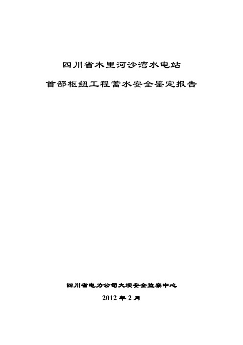 木里县沙湾电站工程蓄水安全鉴定报告(终稿)