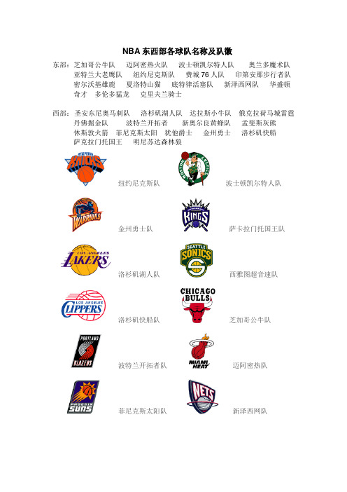 NBA东西部各球队及队徽