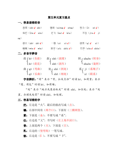 六年级下册第五单元复习重点