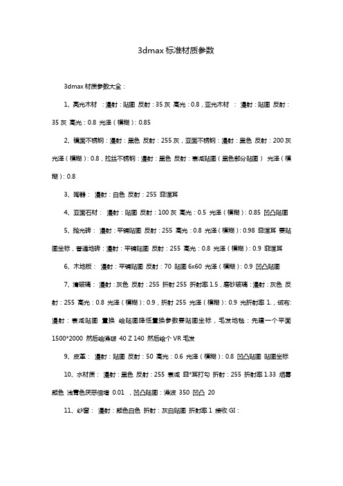 3dmax标准材质参数