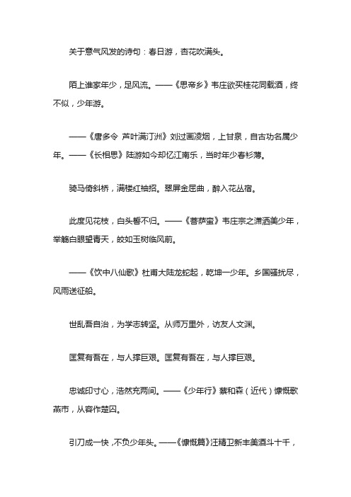 关于青春意气风发的诗句