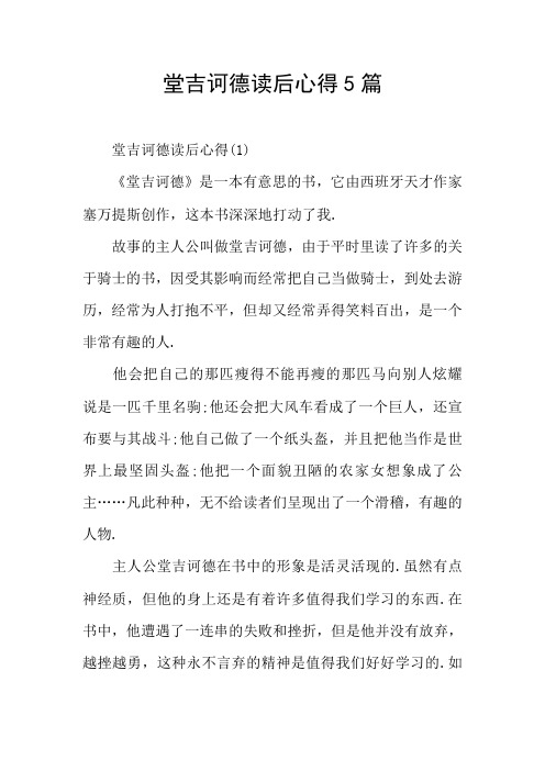 堂吉诃德读后心得5篇