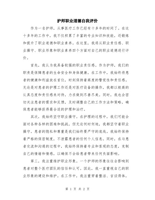 护师职业道德自我评价