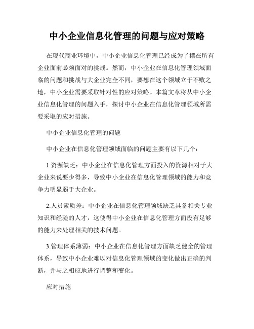 中小企业信息化管理的问题与应对策略