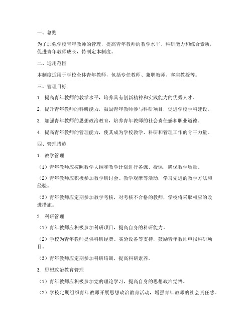 学校青年教师管理制度