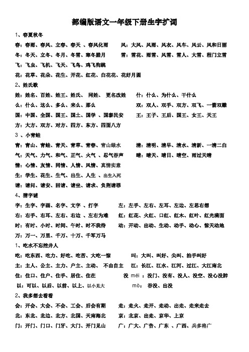 部编语文一年级下生字扩词