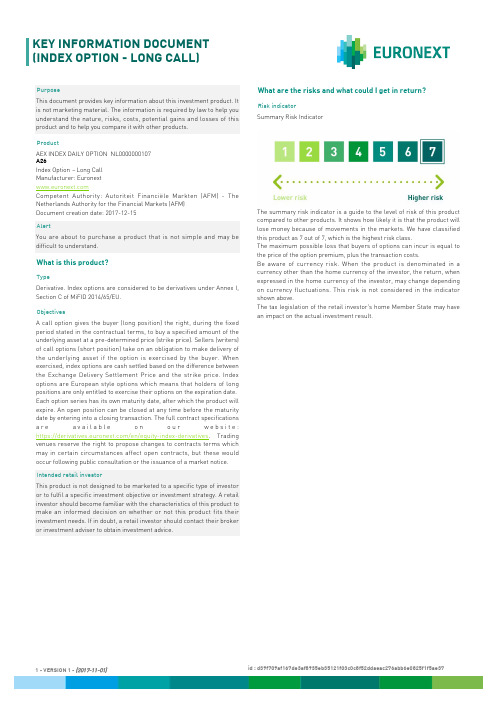 AEX INDEX DAILY OPTION NL0000000107 产品说明书