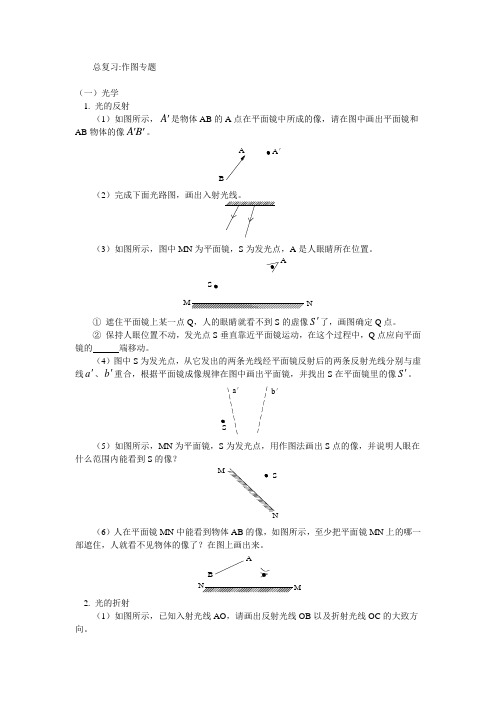 中考物理总复习作图题含光学力学电学